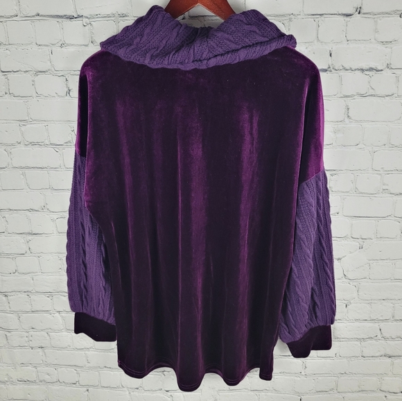 WEEKEND by SUZANNE BETRO | velvet & cable knit cowl neck sweater - Picture 2 of 4